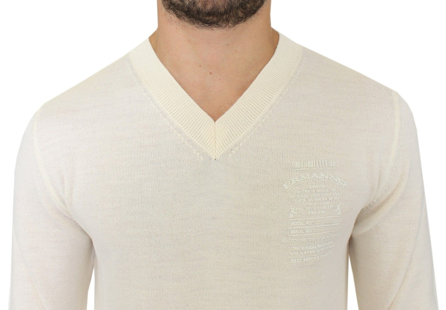 Ermanno Scervino Off-White V-Neck Wool Blend  IT46 | S