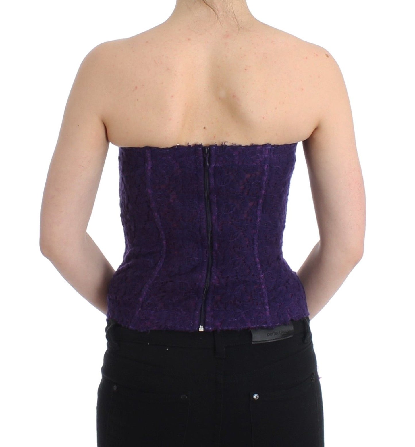 Ermanno Scervino Purple Lace Silk Blend Bustier Corset IT2 | S