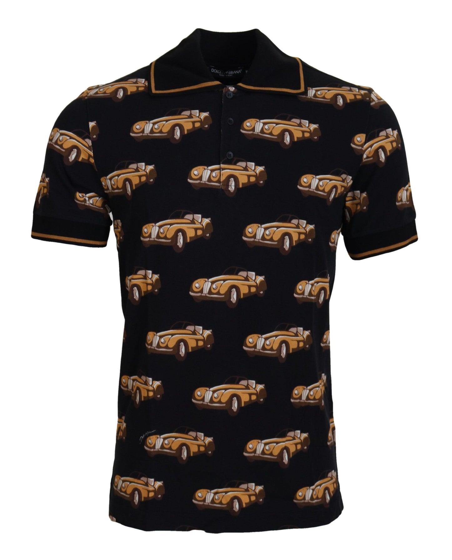 Dolce & Gabbana Elegant Car Print Polo T-Shirt in Black IT44 / XS