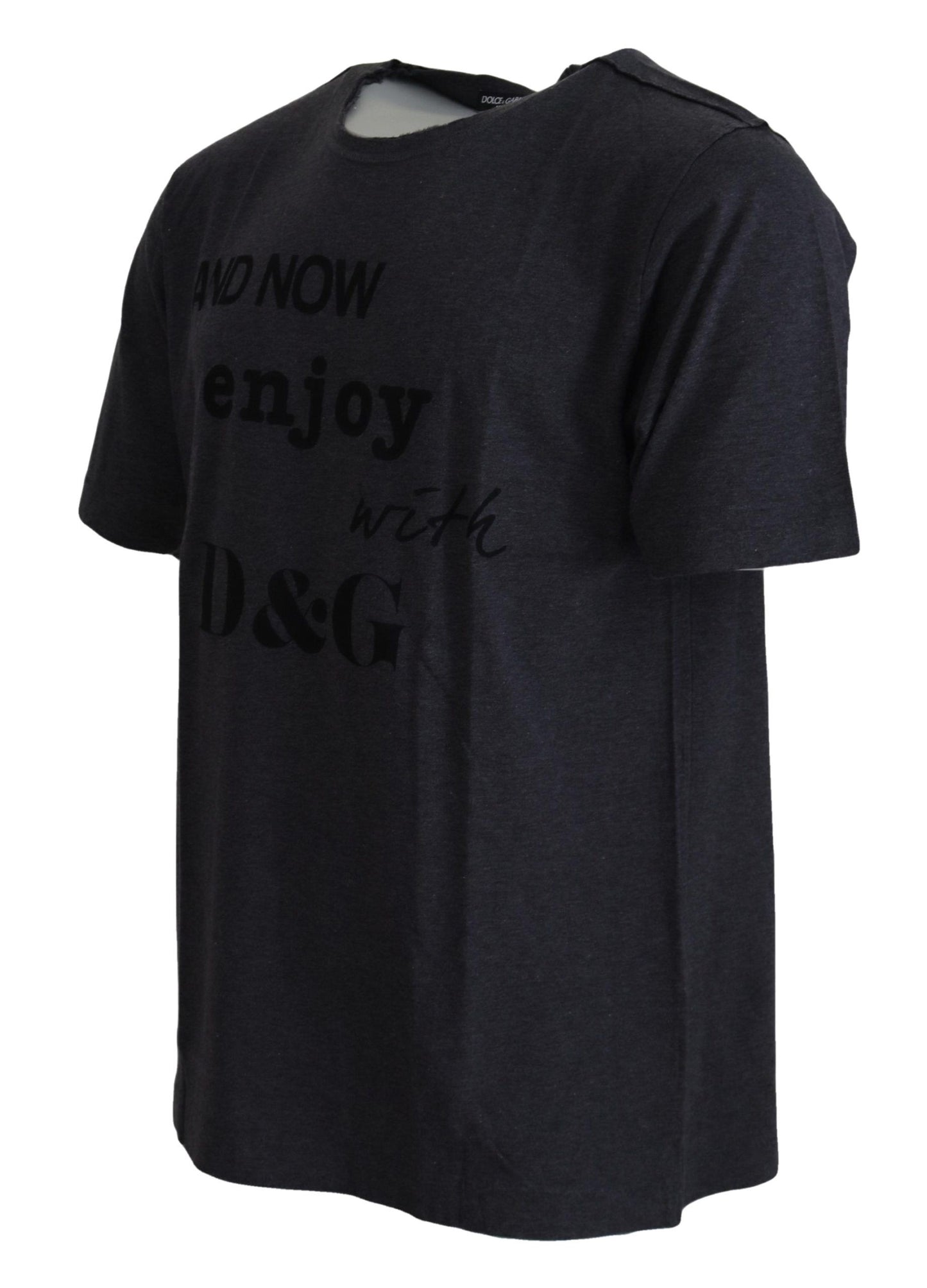 Dolce & Gabbana Elegant Gray Motive Crew Neck T-Shirt IT46 / S