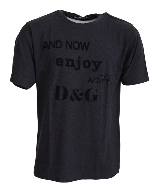 Dolce & Gabbana Elegant Gray Motive Crew Neck T-Shirt IT46 / S