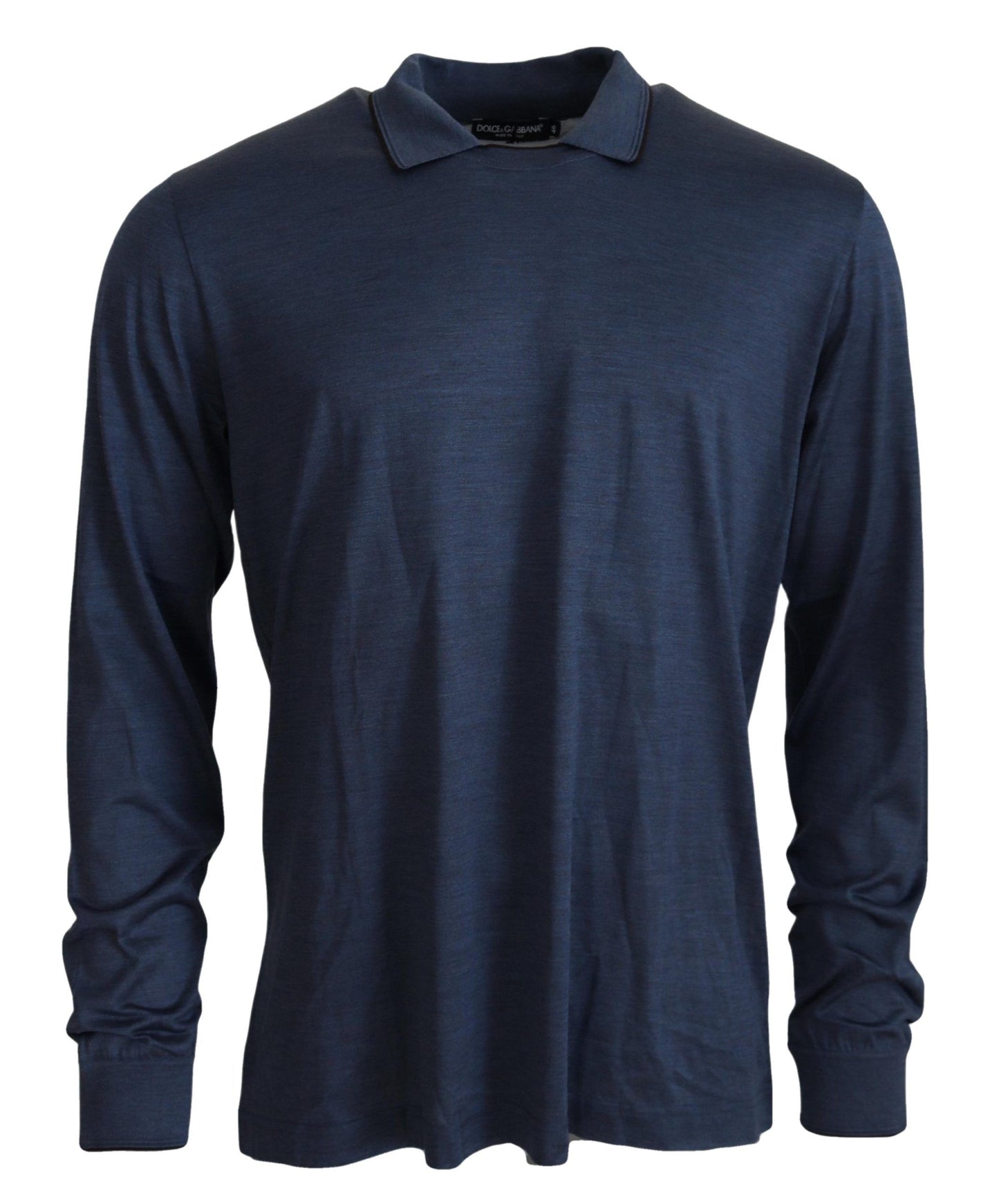 Dolce & Gabbana Sophisticated Silk Polo Sweater in Blue IT54 / XL