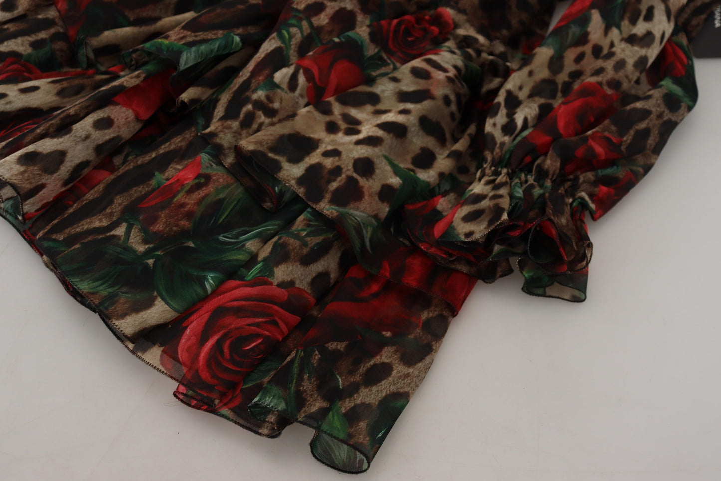 Dolce & Gabbana Silk Leopard Print & Red Roses Dress IT38 / XS