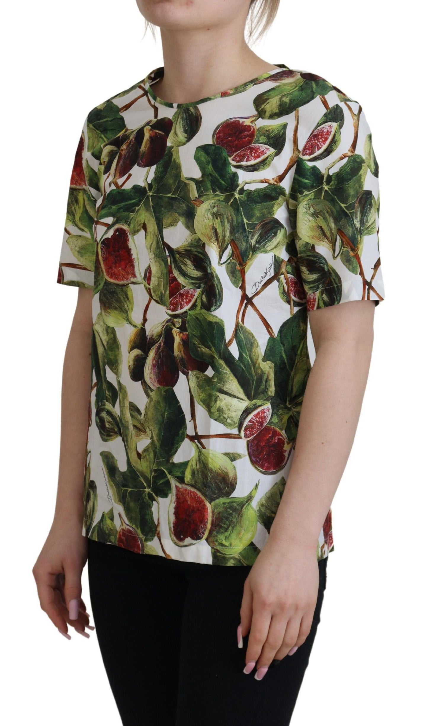 Dolce & Gabbana Chic Multicolor Fig Print Cotton Top IT36 / XS