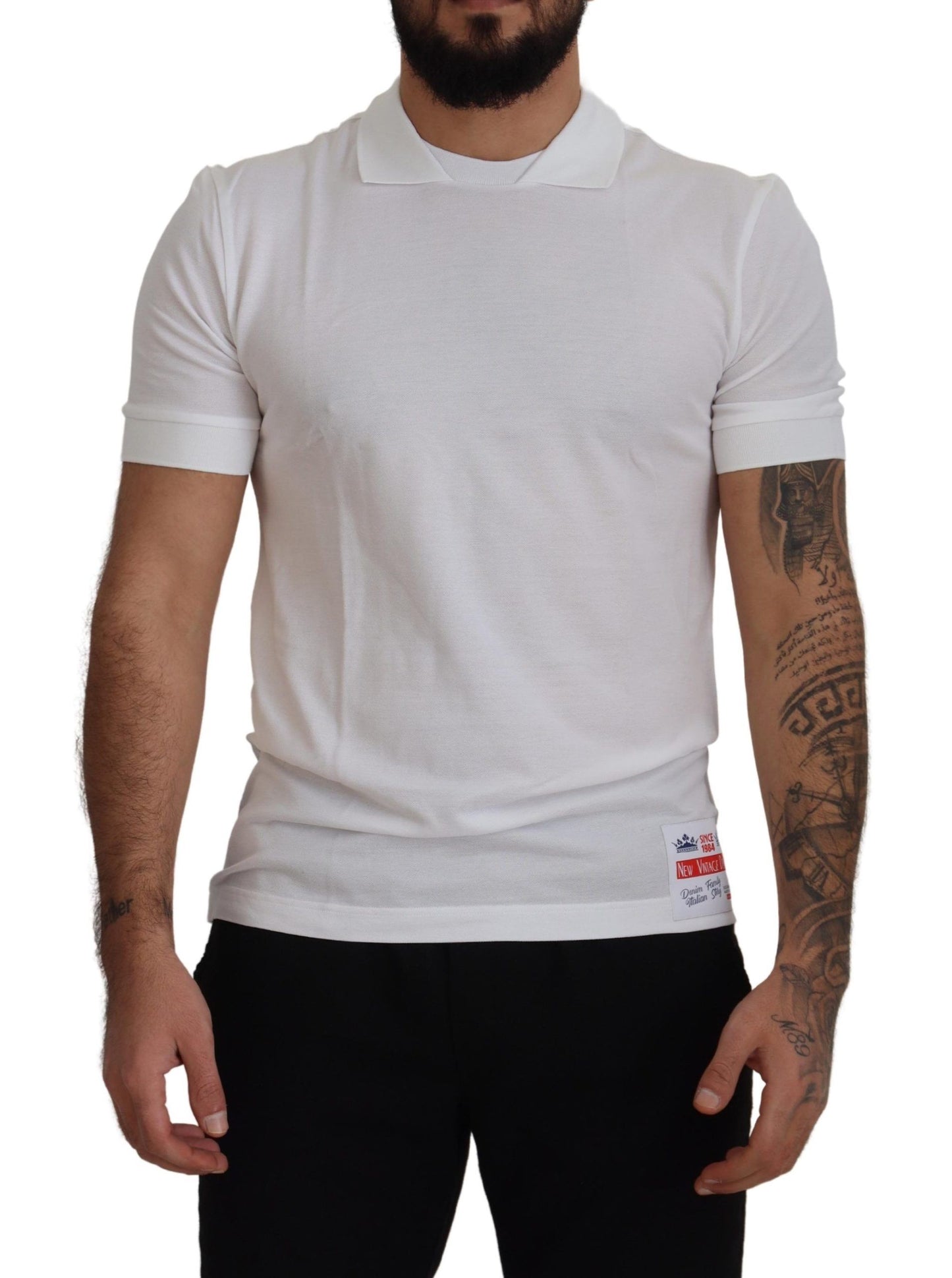 Dolce & Gabbana Elegant White Cotton Polo T-Shirt IT48 / M