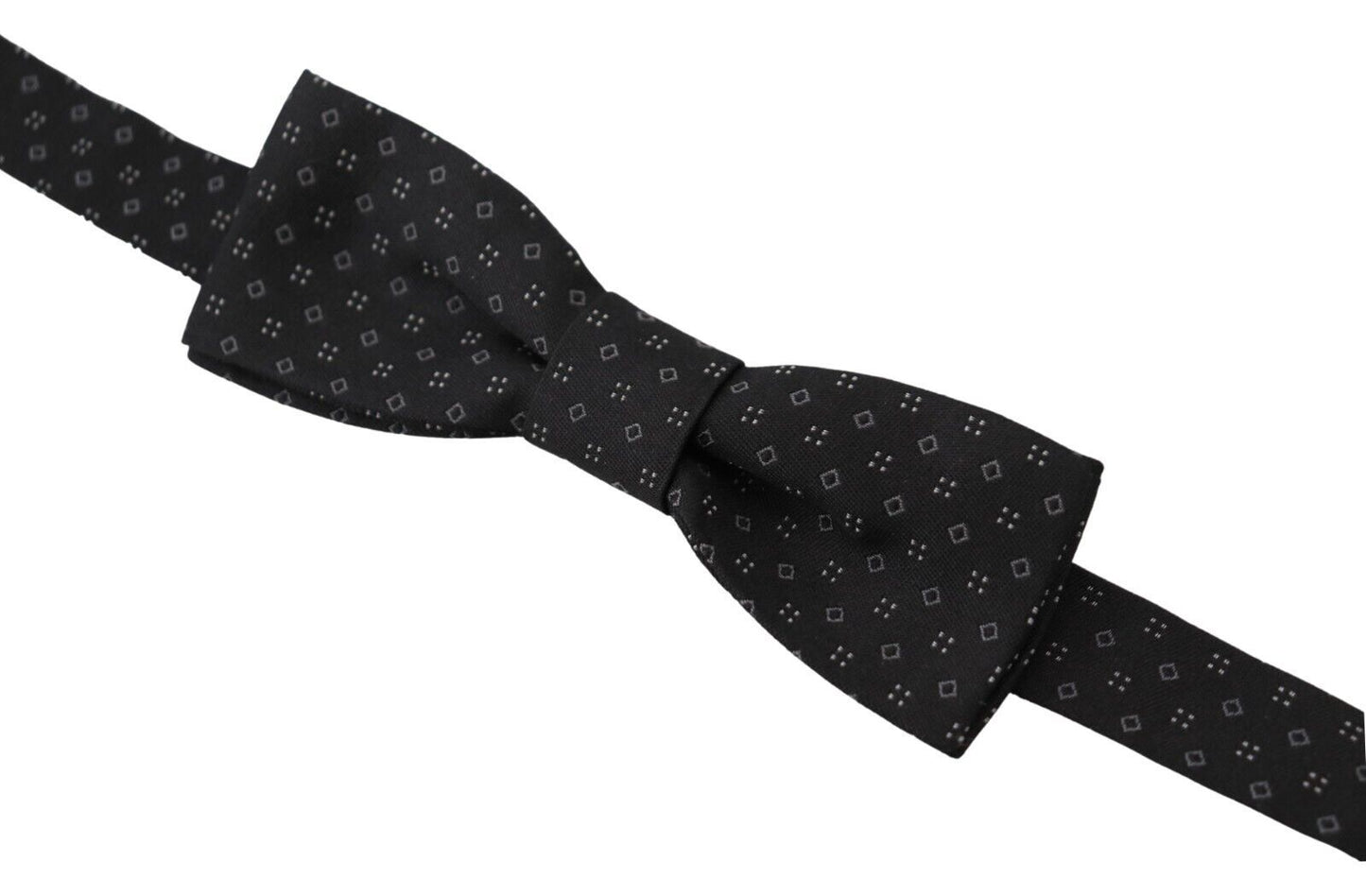 Dolce & Gabbana Exclusive Silk Patterned Black Bow Tie