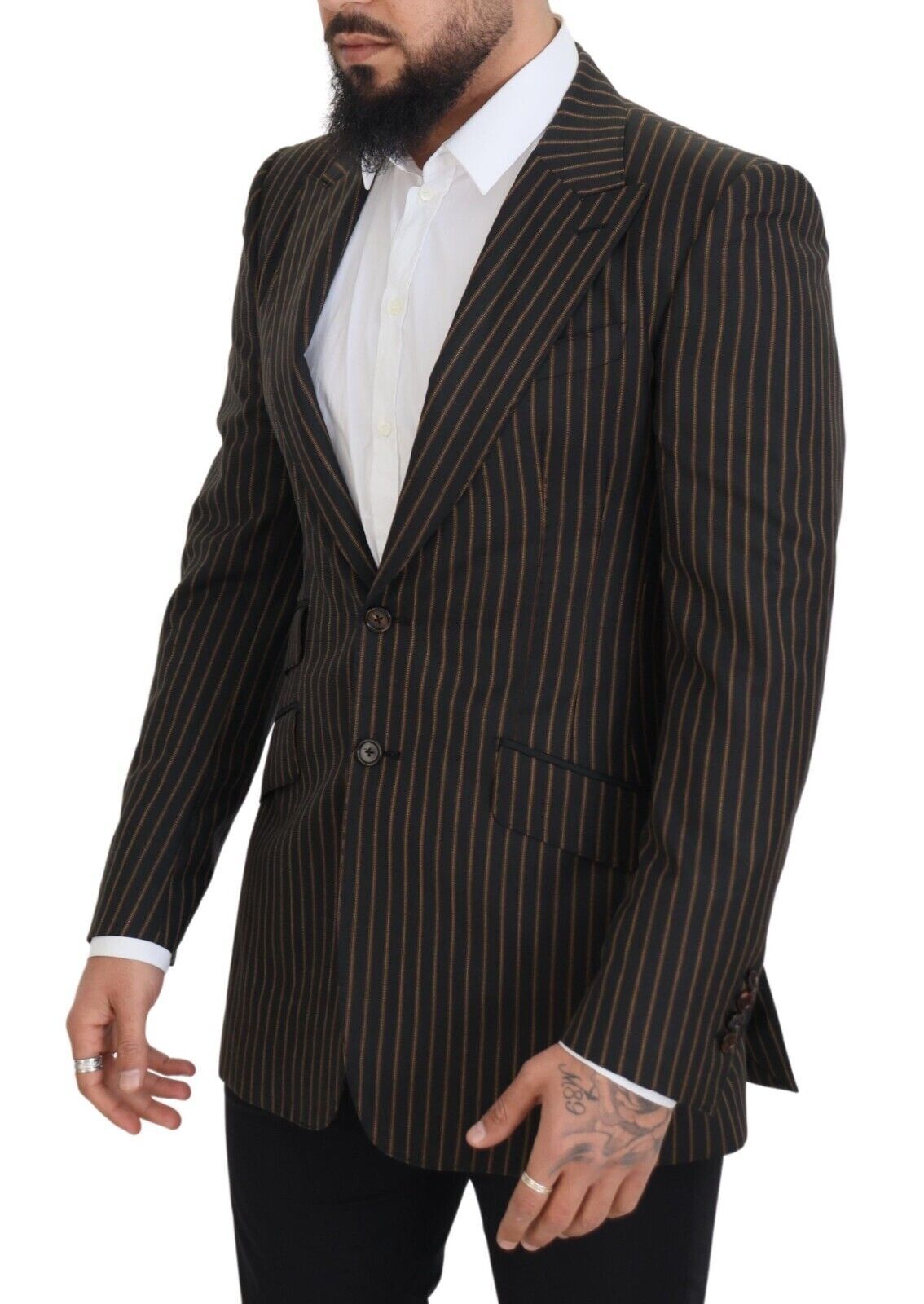 Dolce & Gabbana Elegant Striped Wool Blend Slim Blazer IT48 / M