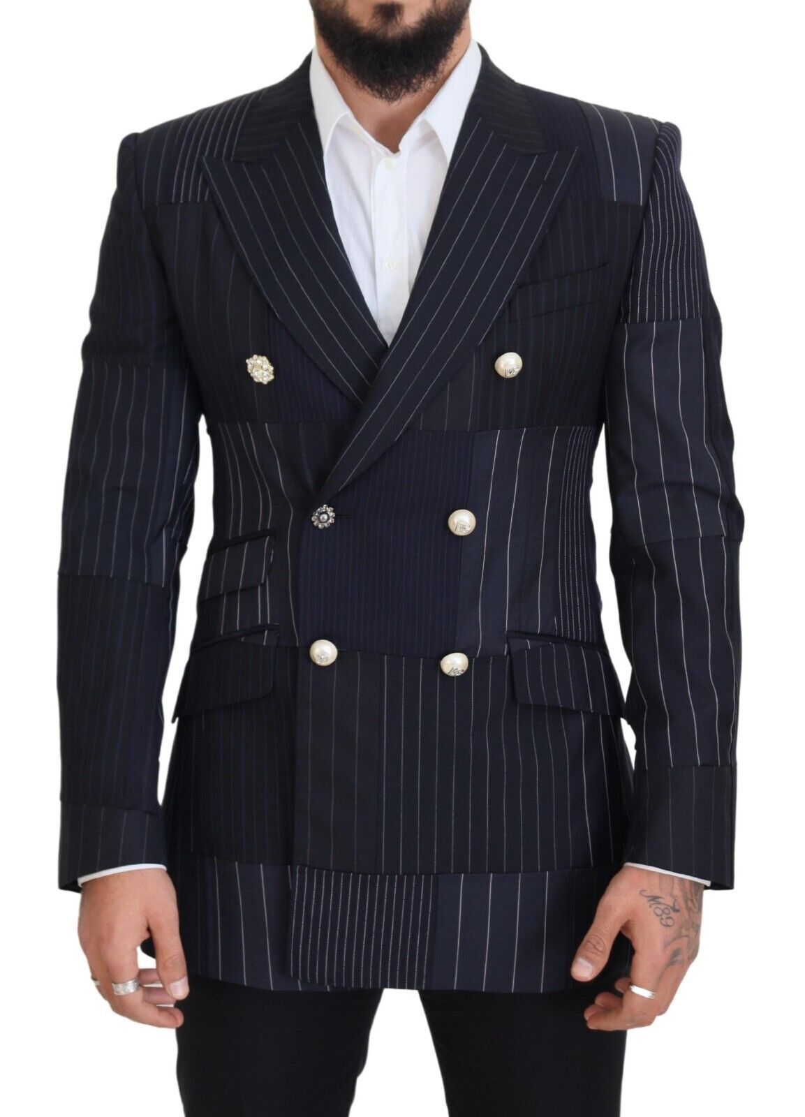 Dolce & Gabbana Elegant Navy Slim-Fit Double Breasted Blazer IT50 / L