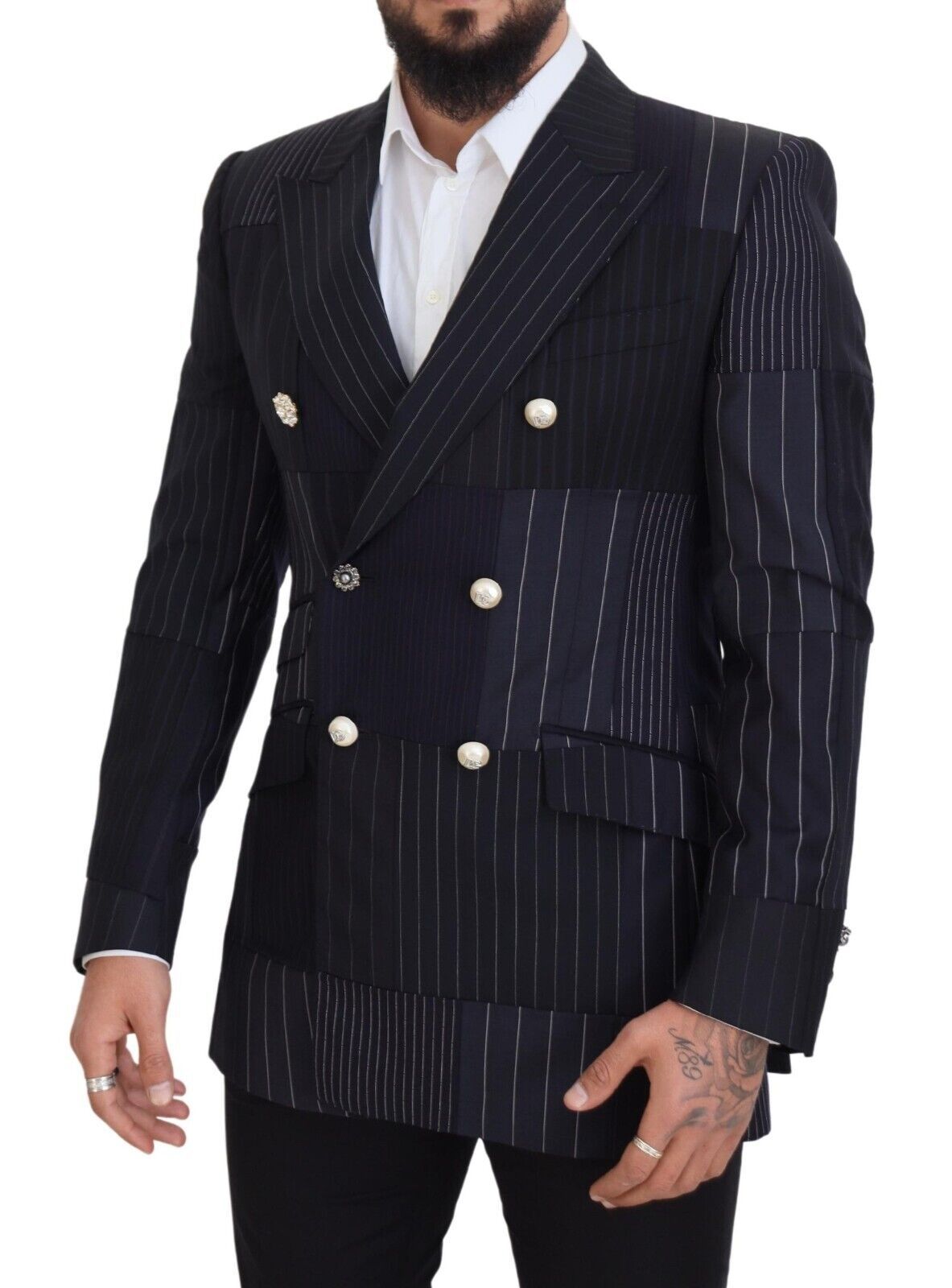 Dolce & Gabbana Elegant Navy Slim-Fit Double Breasted Blazer IT50 / L