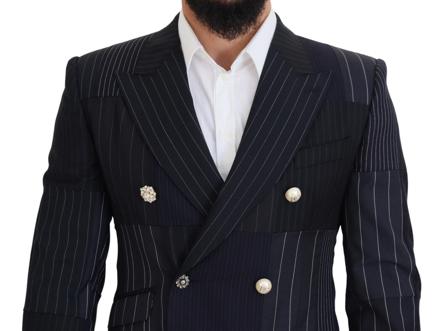 Dolce & Gabbana Elegant Navy Slim-Fit Double Breasted Blazer IT50 / L