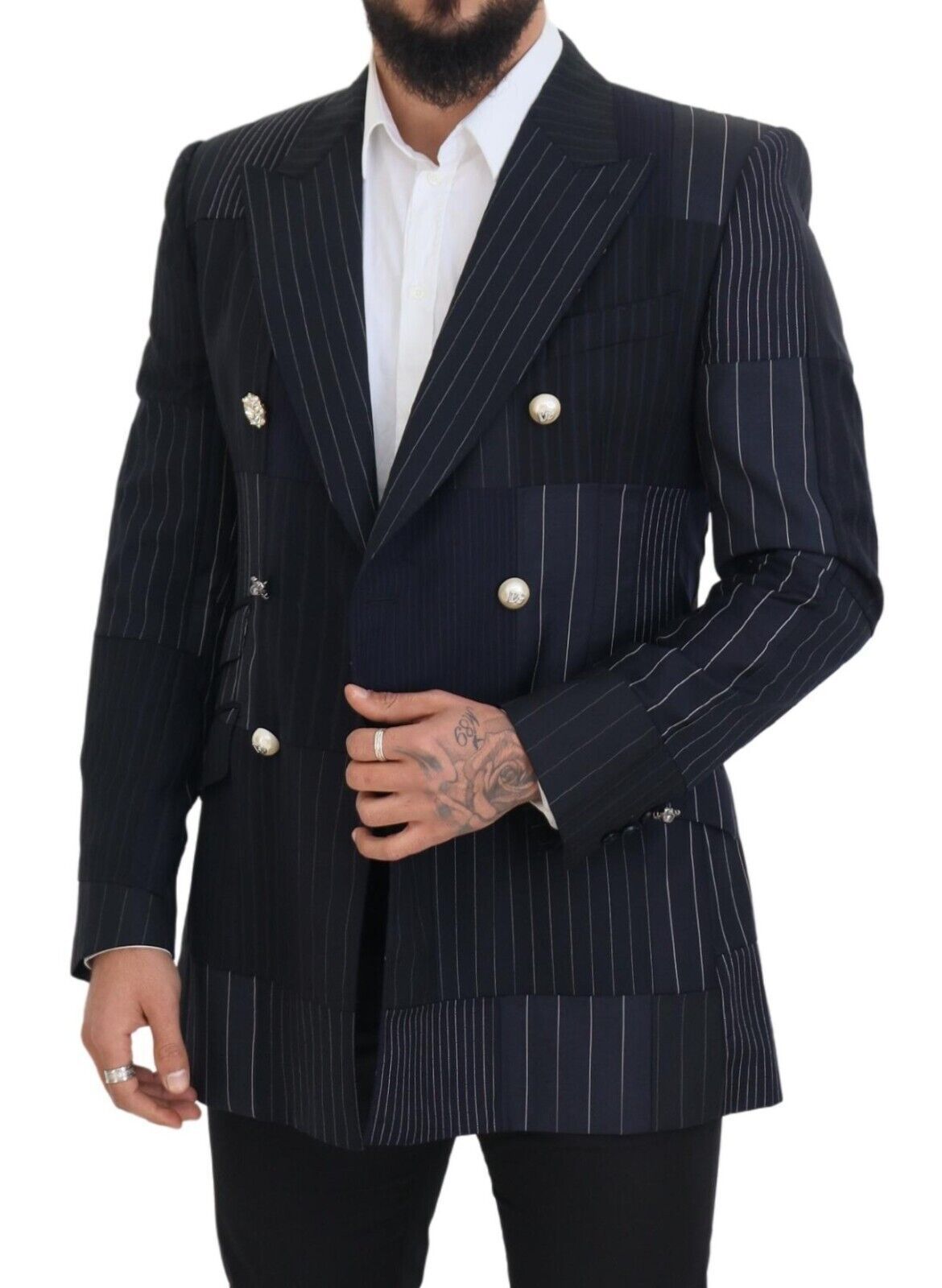 Dolce & Gabbana Elegant Navy Slim-Fit Double Breasted Blazer IT50 / L