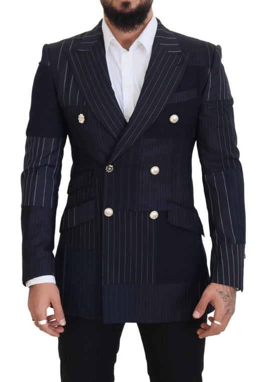 Dolce & Gabbana Navy Blue Double Breasted Slim Fit Blazer IT48 / M