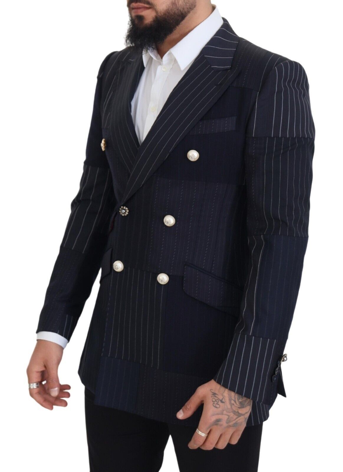 Dolce & Gabbana Navy Blue Double Breasted Slim Fit Blazer IT48 / M