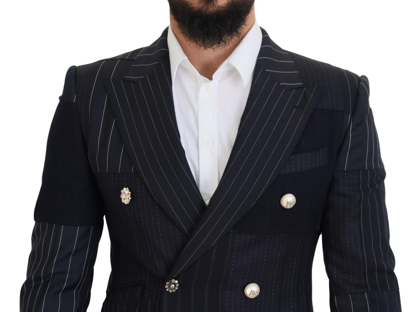 Dolce & Gabbana Navy Blue Double Breasted Slim Fit Blazer IT48 / M