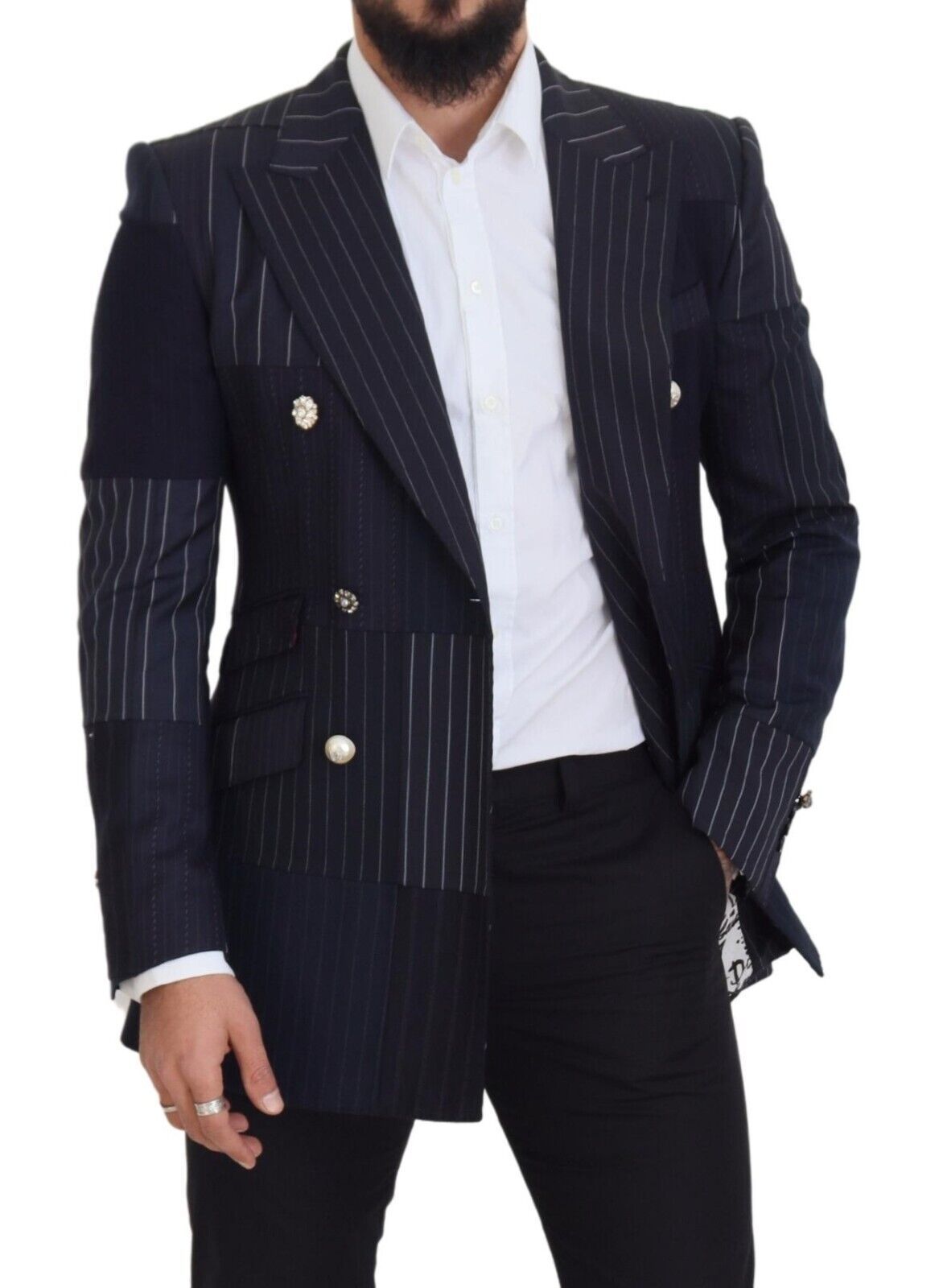 Dolce & Gabbana Navy Blue Double Breasted Slim Fit Blazer IT48 / M