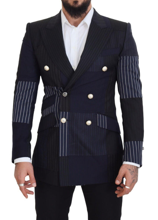 Dolce & Gabbana Elegant Navy Double Breasted Wool Blazer IT46 / S