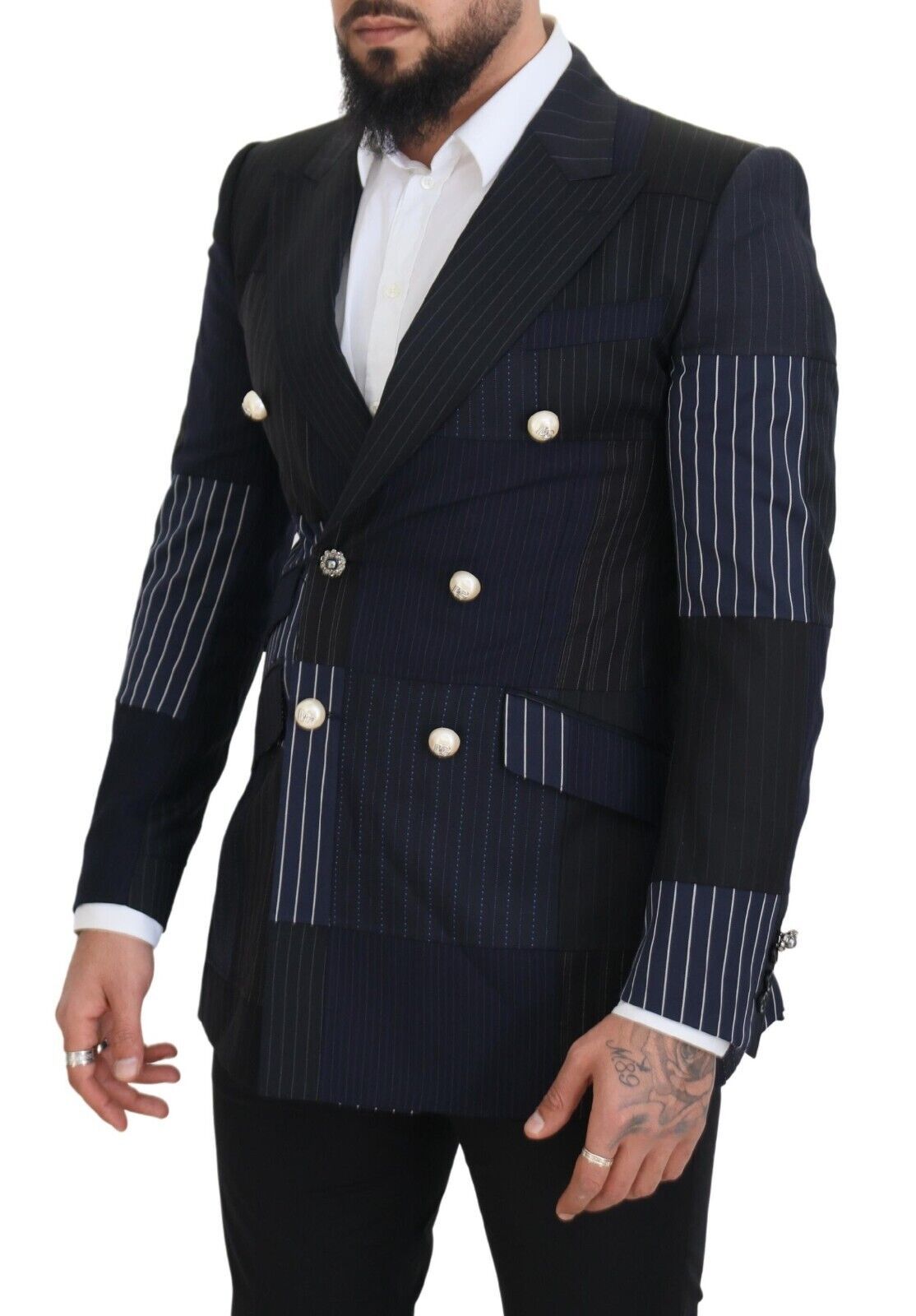 Dolce & Gabbana Elegant Navy Double Breasted Wool Blazer IT46 / S