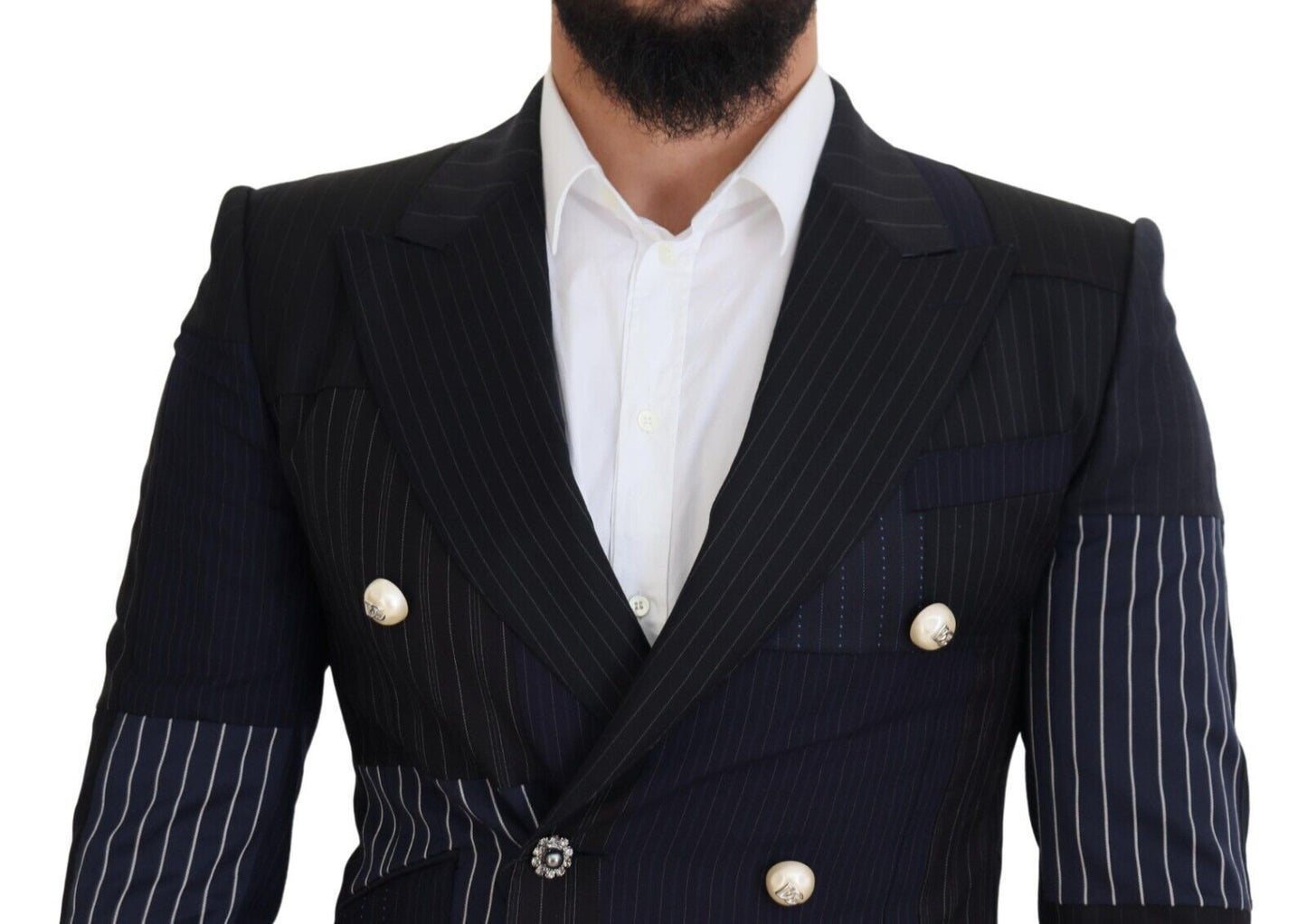 Dolce & Gabbana Elegant Navy Double Breasted Wool Blazer IT46 / S