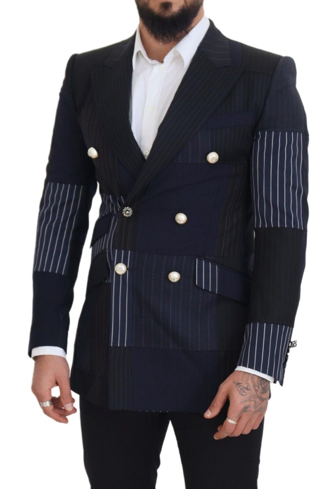 Dolce & Gabbana Elegant Navy Double Breasted Wool Blazer IT46 / S