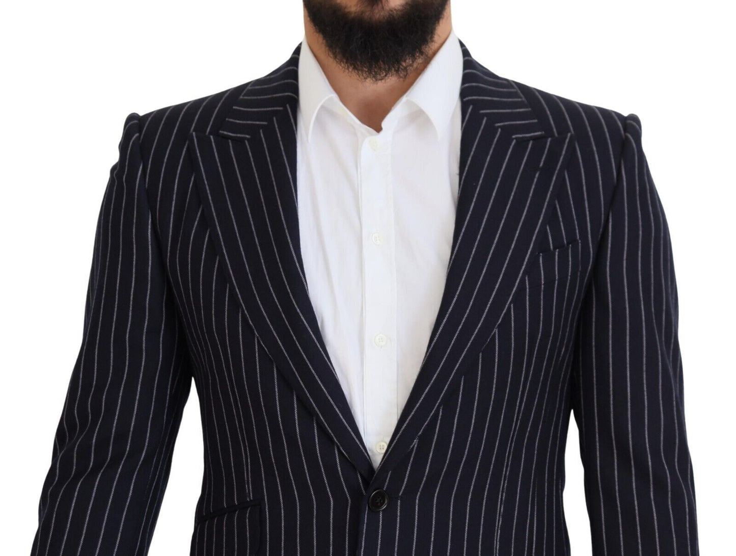 Dolce & Gabbana Elegant Navy Slim Fit Wool Blazer IT48 / M