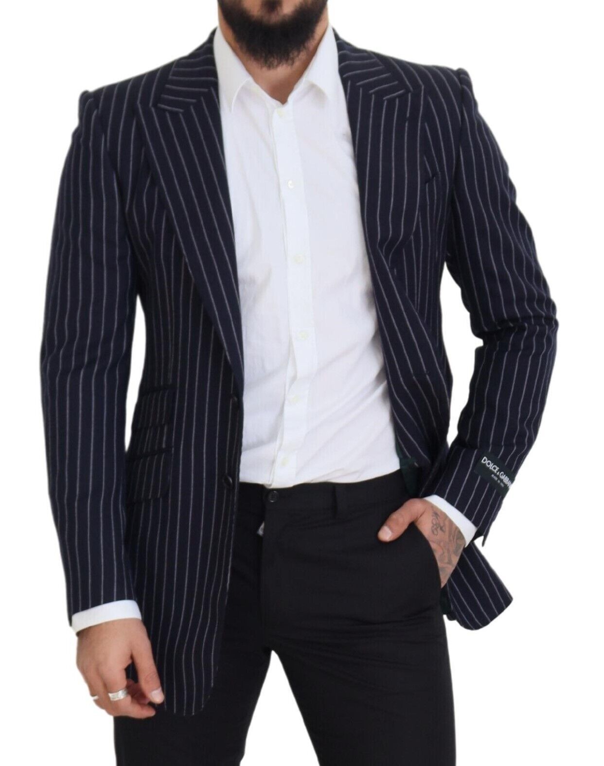 Dolce & Gabbana Elegant Navy Slim Fit Wool Blazer IT48 / M