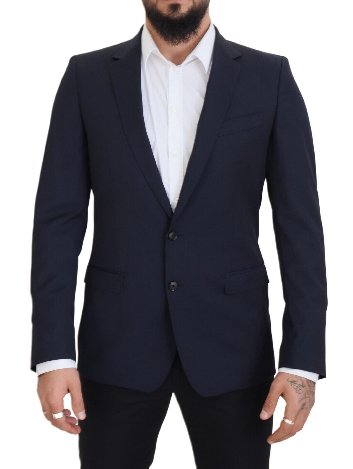 Dolce & Gabbana Elegant Dark Blue Slim Fit Wool Blazer IT48 / M