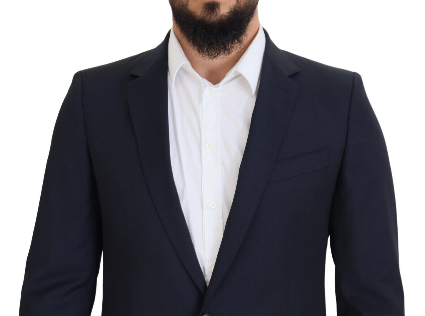 Dolce & Gabbana Elegant Dark Blue Slim Fit Wool Blazer IT48 / M