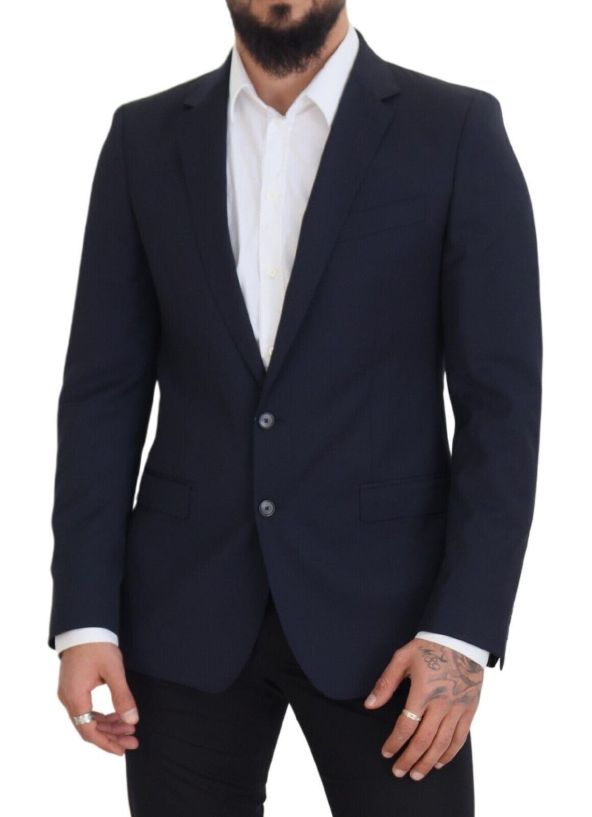 Dolce & Gabbana Elegant Dark Blue Slim Fit Wool Blazer IT48 / M