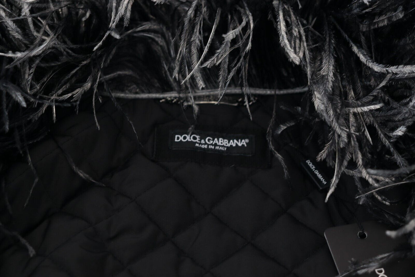 Dolce & Gabbana Elegant Shearling Zip Jacket in Black & White IT52 / L