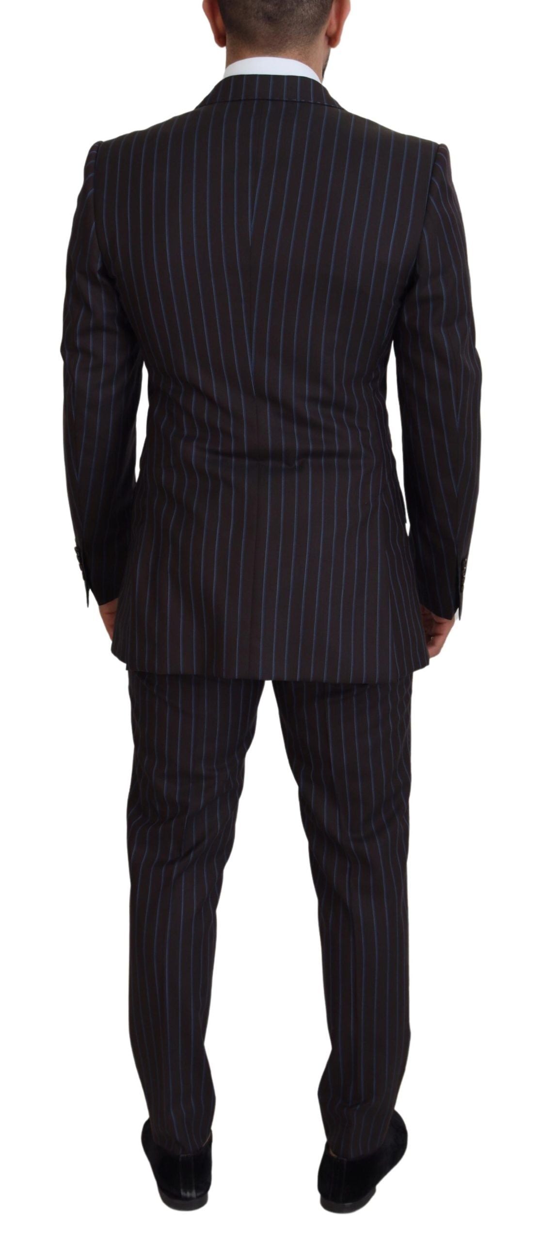 Dolce & Gabbana Elegant Black Striped Virgin Wool Suit IT50 / L