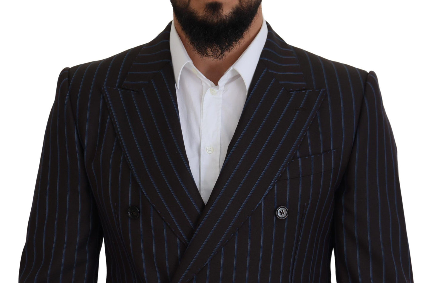 Dolce & Gabbana Elegant Black Striped Virgin Wool Suit IT50 / L