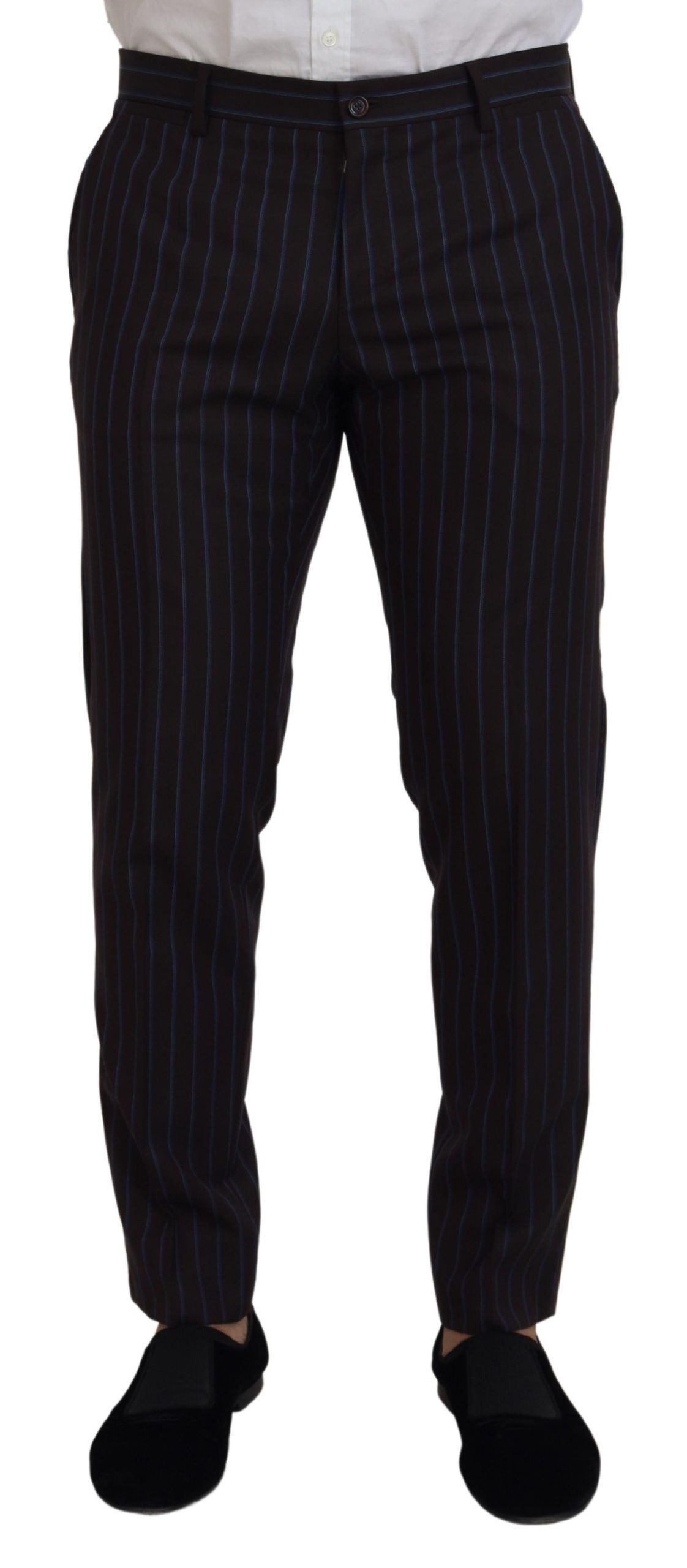 Dolce & Gabbana Elegant Black Striped Virgin Wool Suit IT50 / L