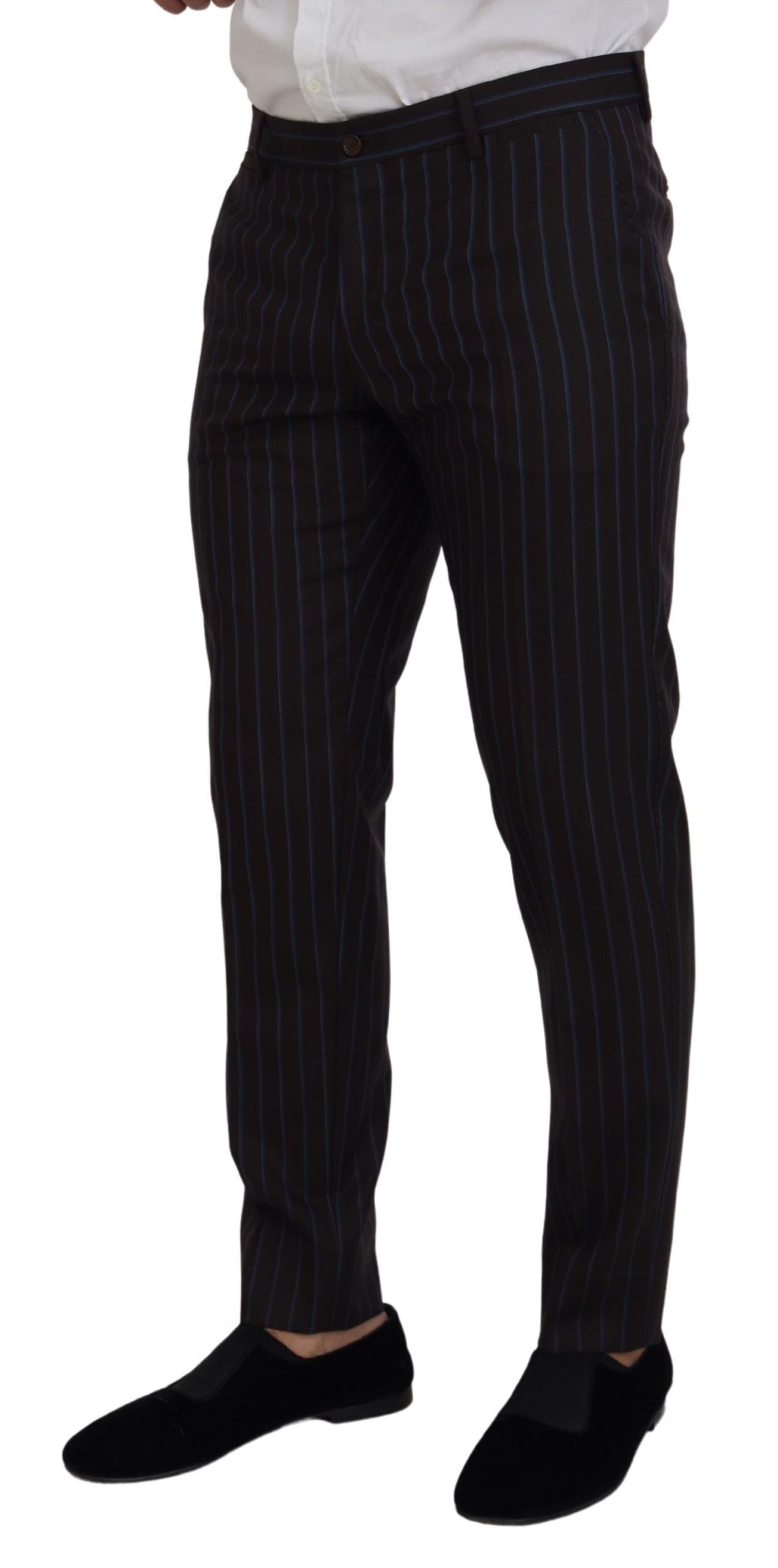 Dolce & Gabbana Elegant Black Striped Virgin Wool Suit IT50 / L