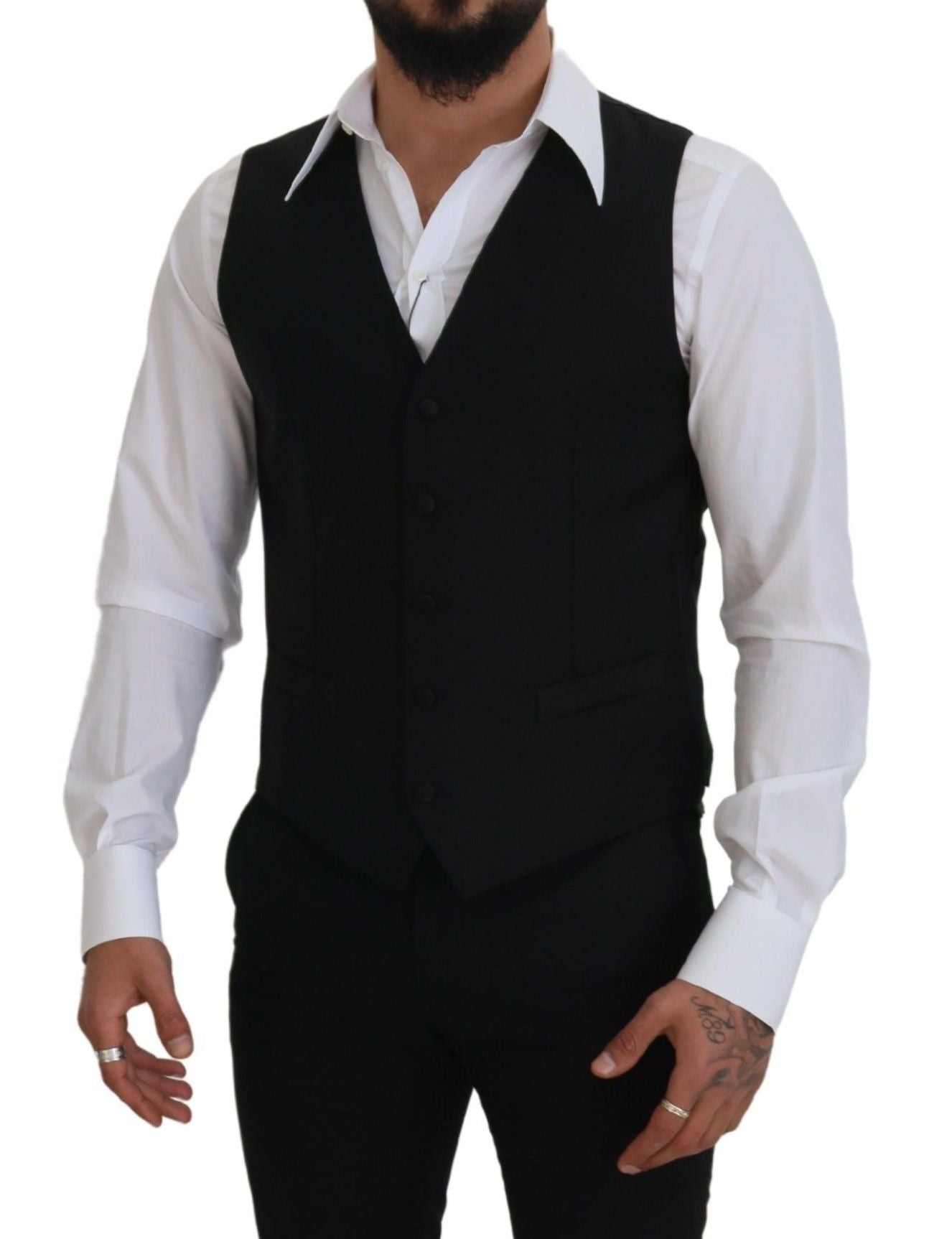 Dolce & Gabbana Elegant Black Single-Breasted Dress Vest IT50 / L