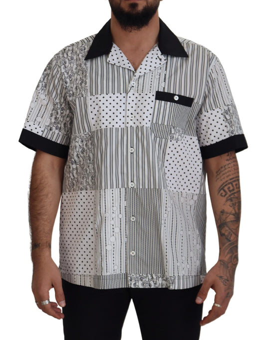 Dolce & Gabbana Elegant Black & White Cotton Shirt IT40 / M