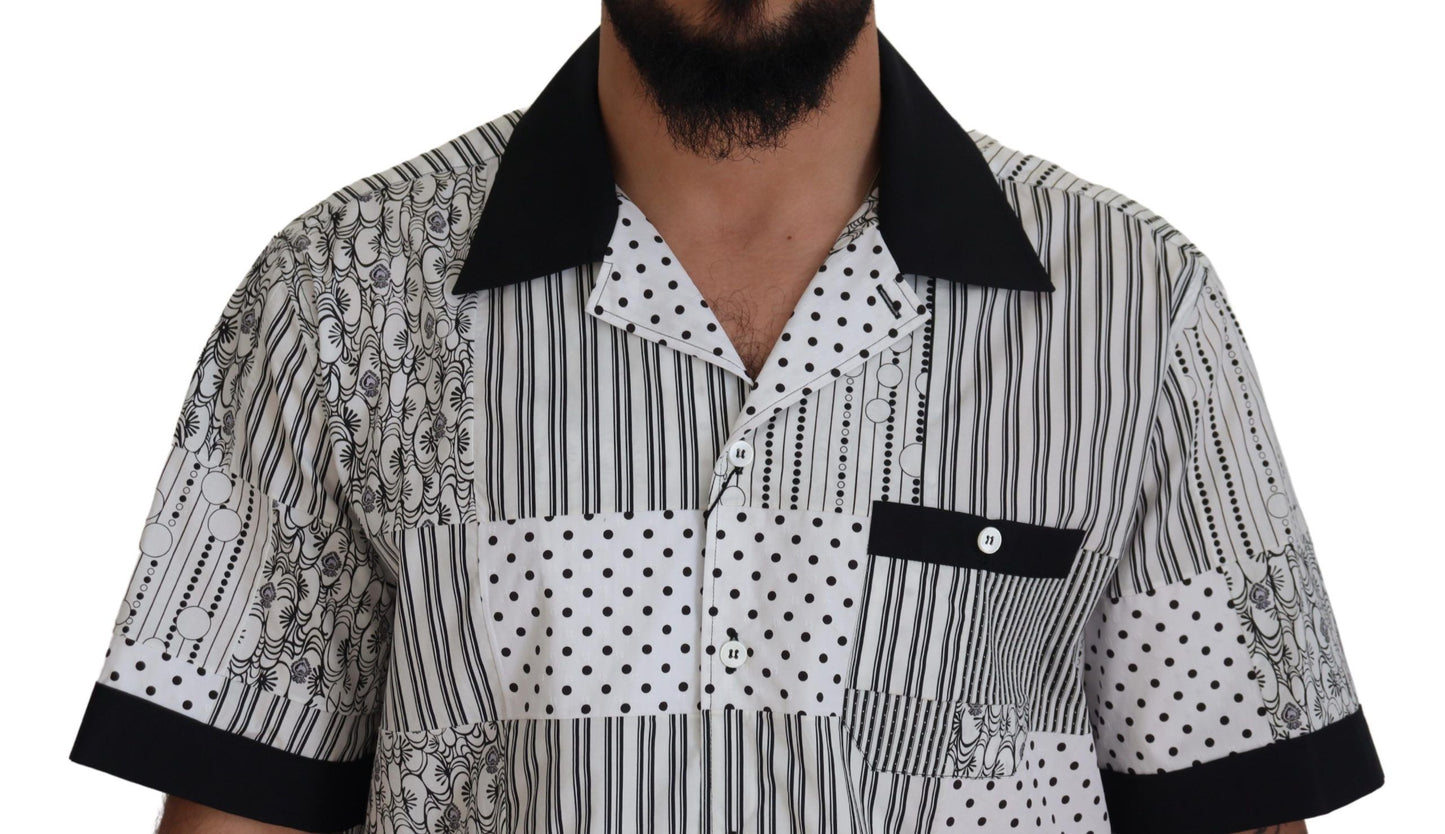 Dolce & Gabbana Elegant Black & White Cotton Shirt IT40 / M