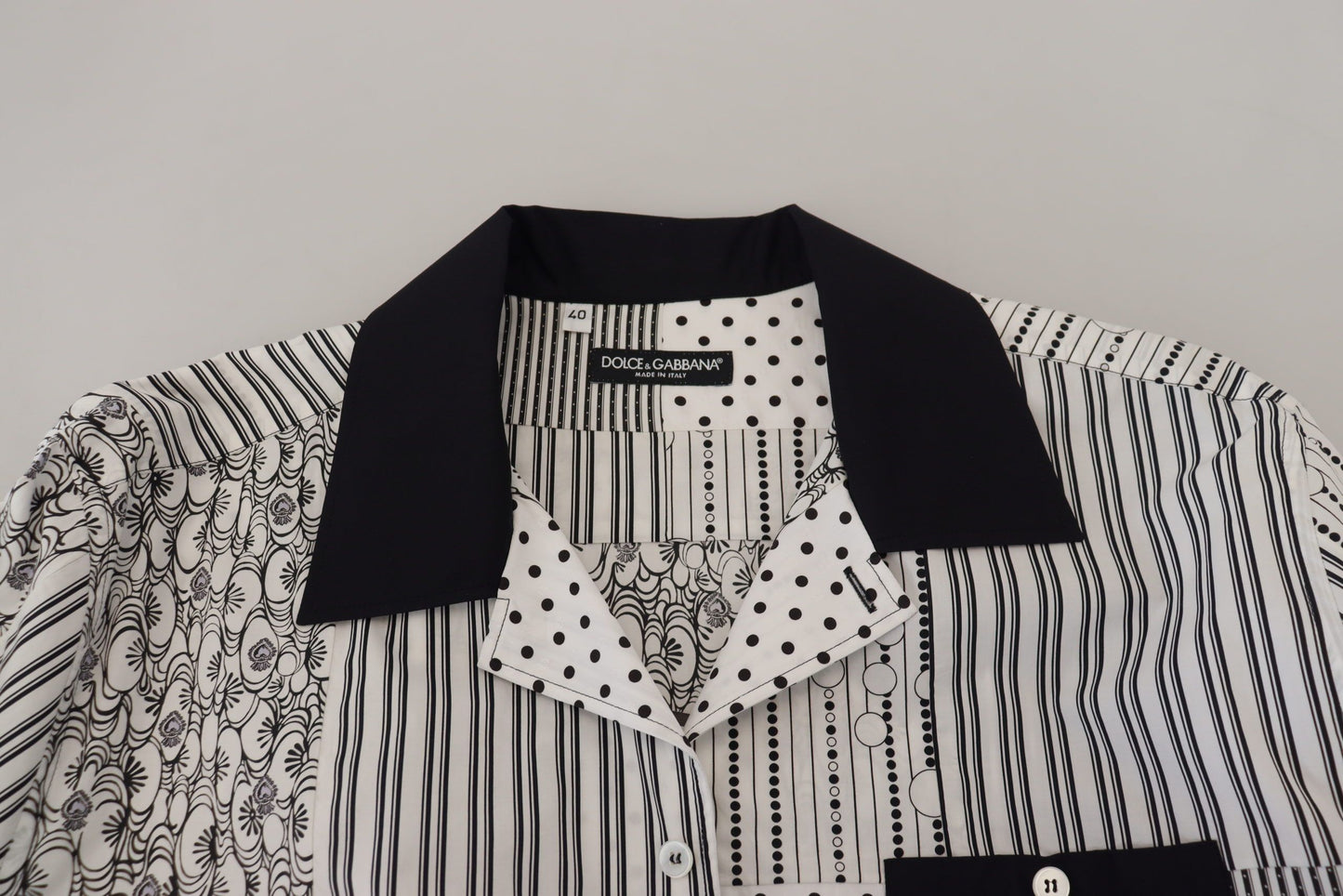 Dolce & Gabbana Elegant Black & White Cotton Shirt IT40 / M