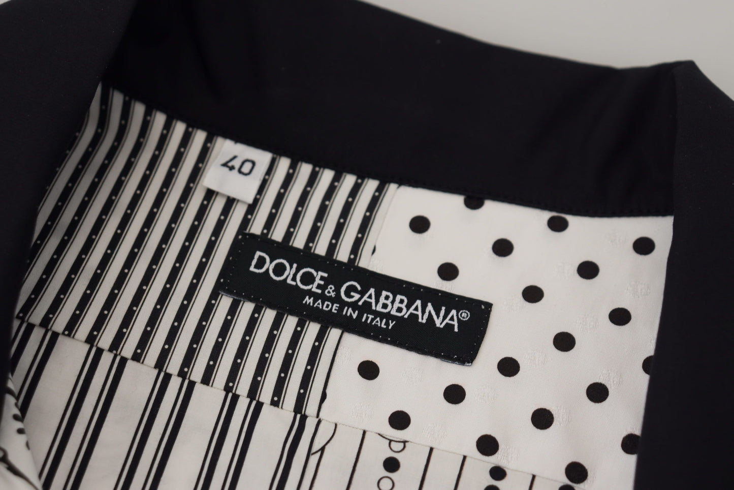 Dolce & Gabbana Elegant Black & White Cotton Shirt IT40 / M