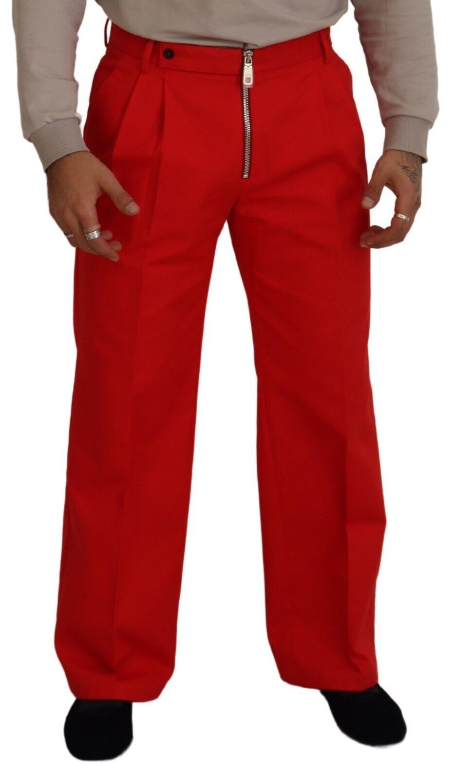 Dolce & Gabbana Stunning Red Mainline Cotton Pants IT48 / M