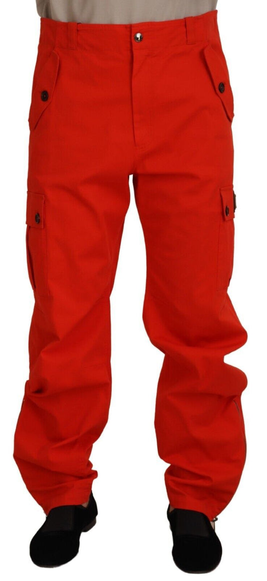 Dolce & Gabbana Elegant Red Cotton Blend  Trousers IT48 / M