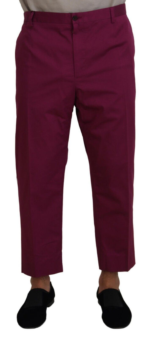 Dolce & Gabbana Elegant Magenta Cotton Stretch Pants IT60 / 3XL