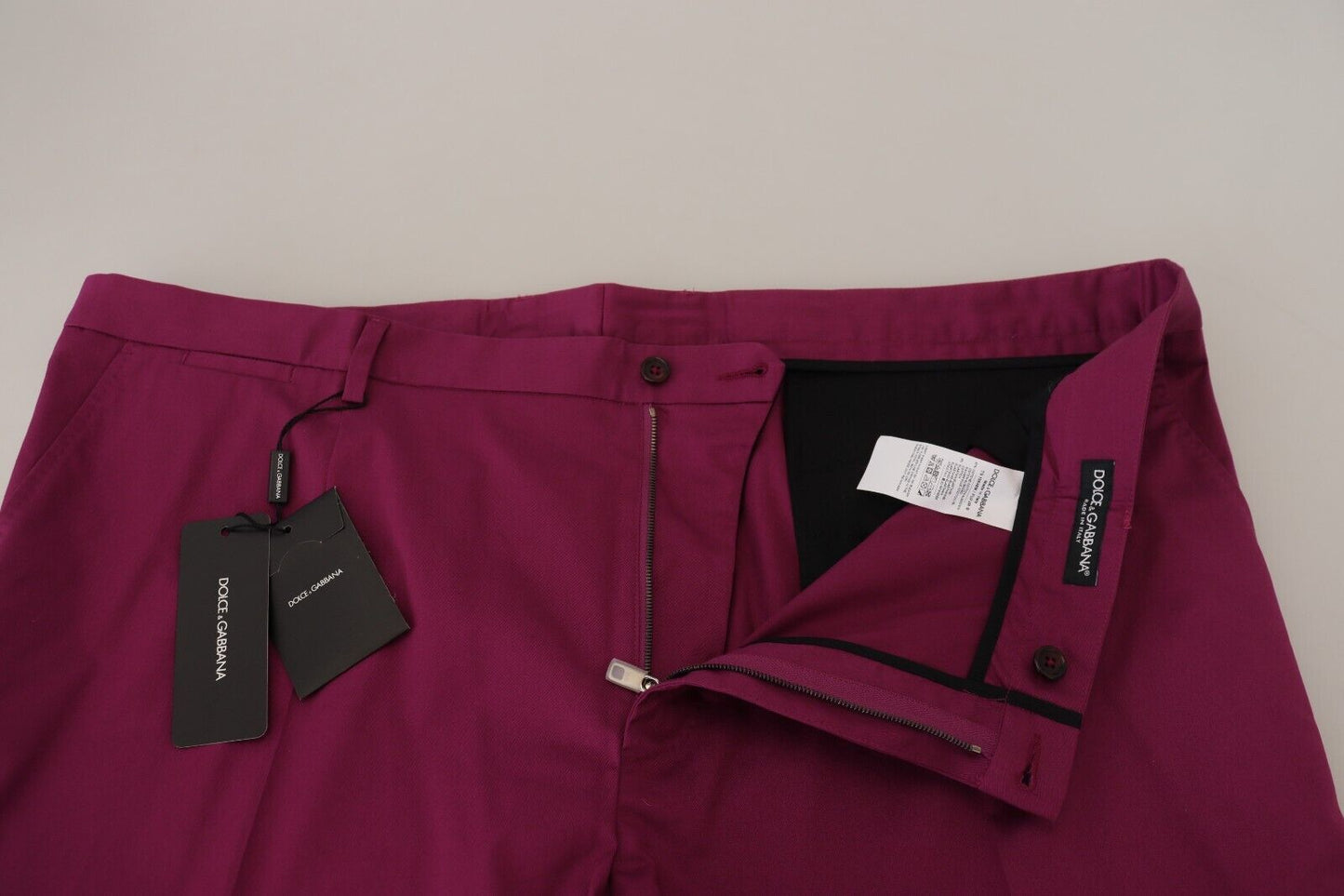 Dolce & Gabbana Elegant Magenta Cotton Stretch Pants IT60 / 3XL