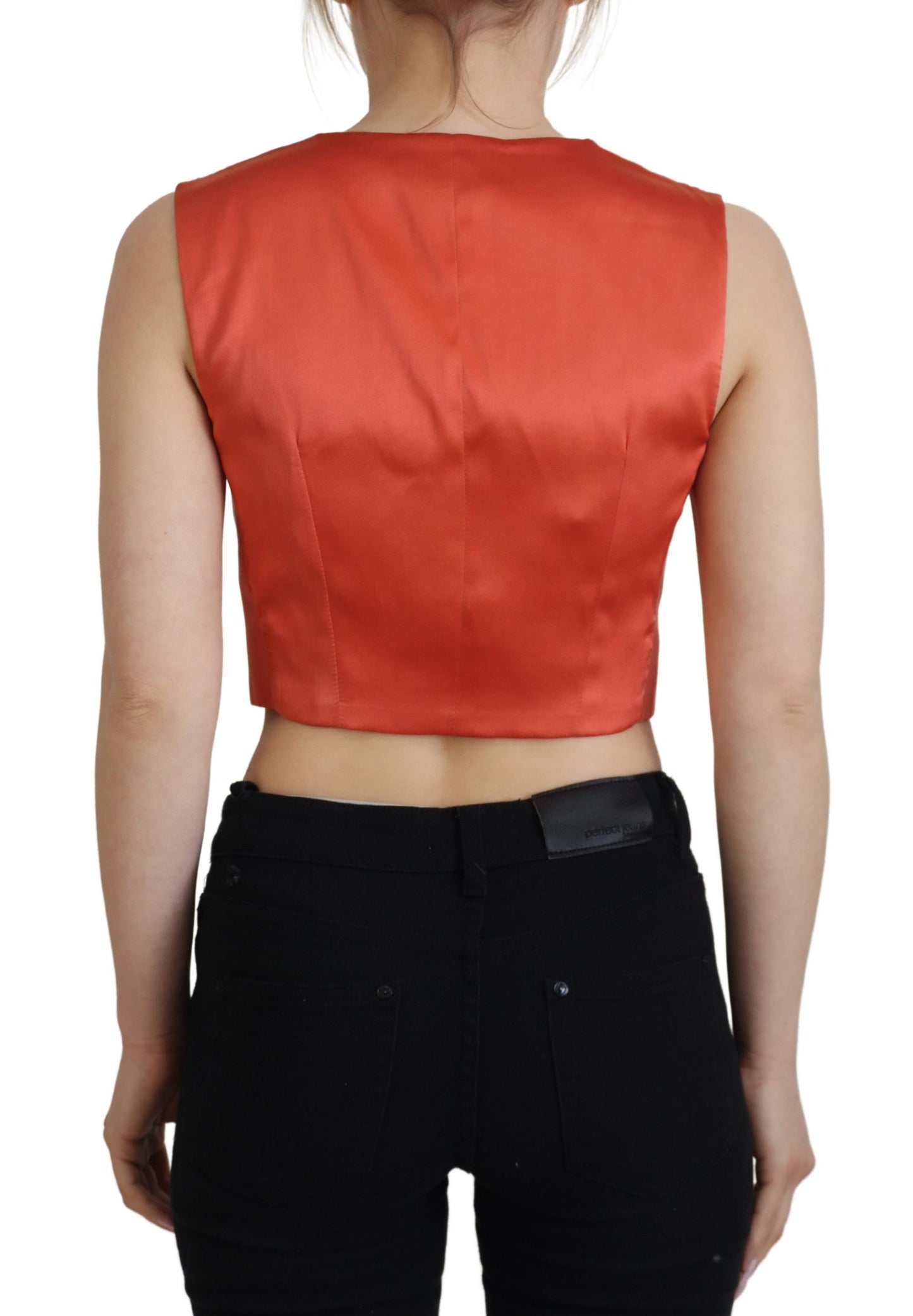 Dolce & Gabbana Elegant Orange Silk Waistcoat IT40 | S