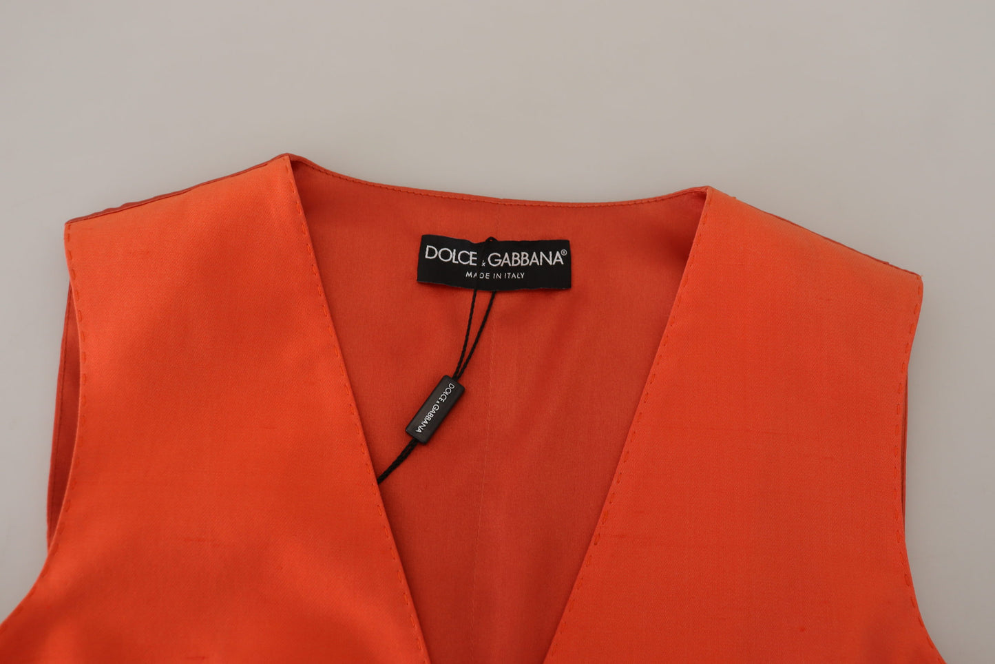 Dolce & Gabbana Elegant Orange Silk Waistcoat IT40 | S