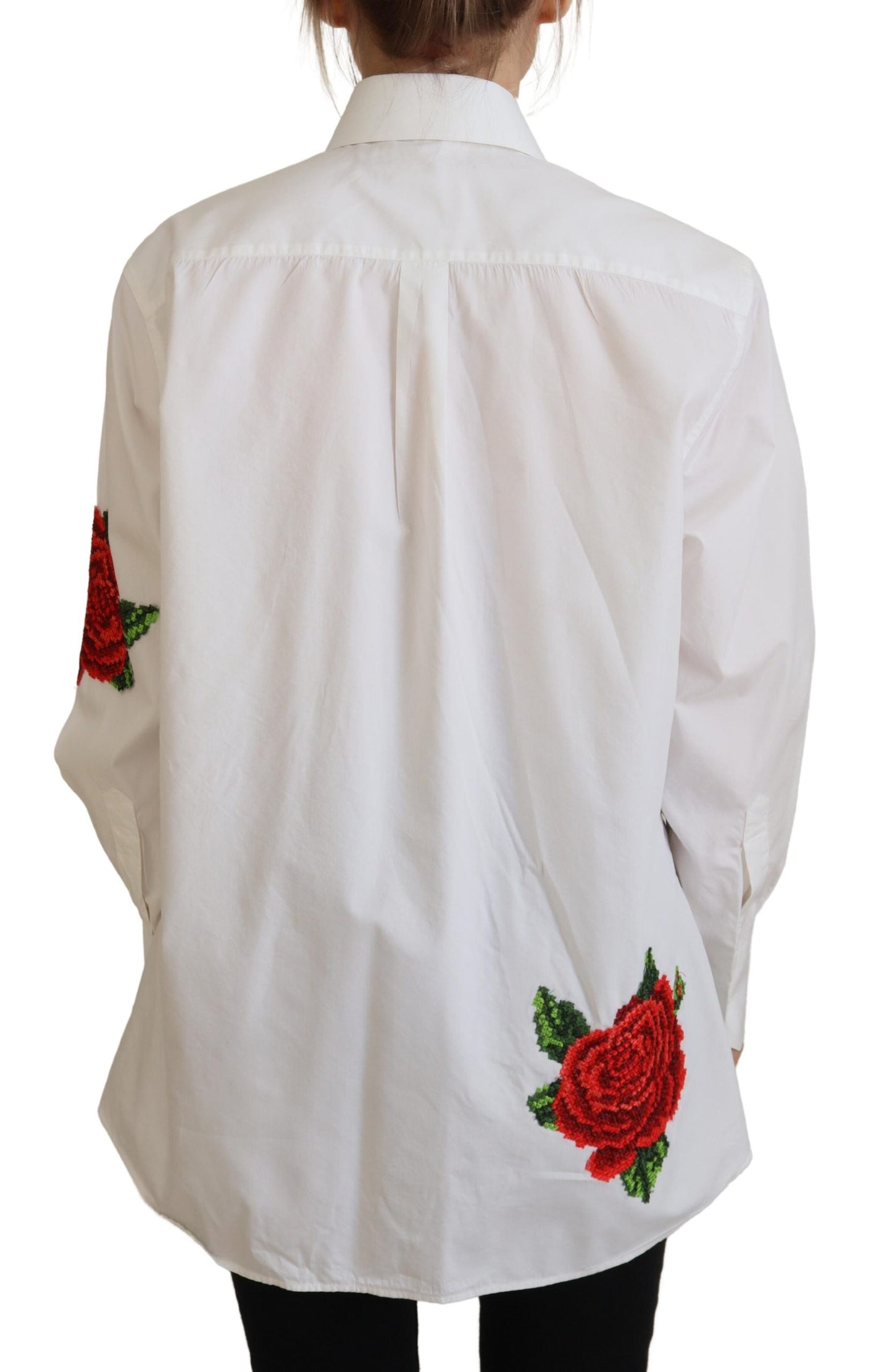 Dolce & Gabbana Elegant Floral Embroidered Silk Blend Shirt IT36 / XXS