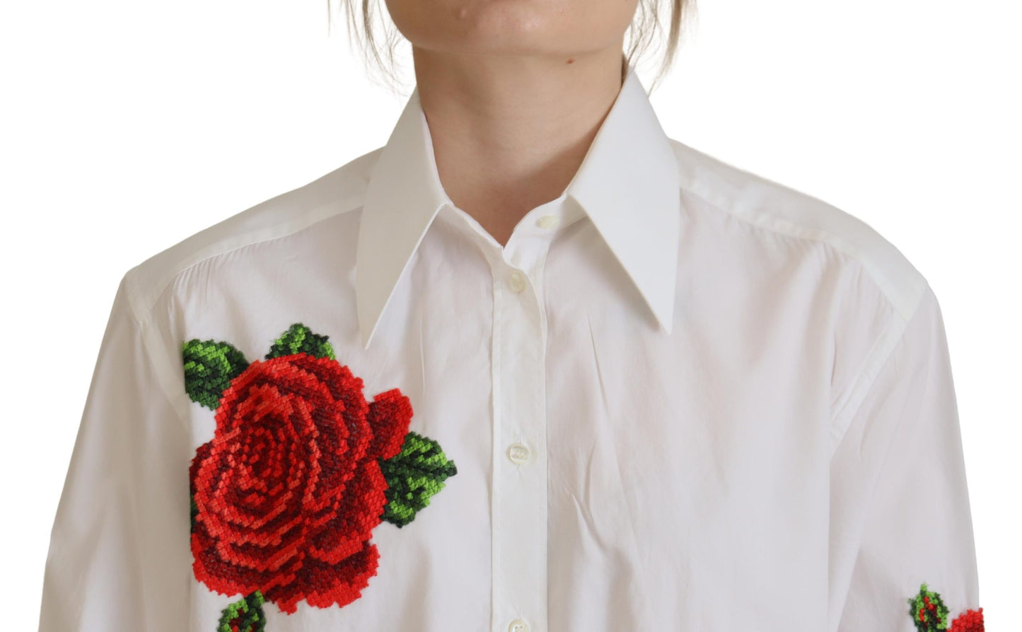 Dolce & Gabbana Elegant Floral Embroidered Silk Blend Shirt IT36 / XXS