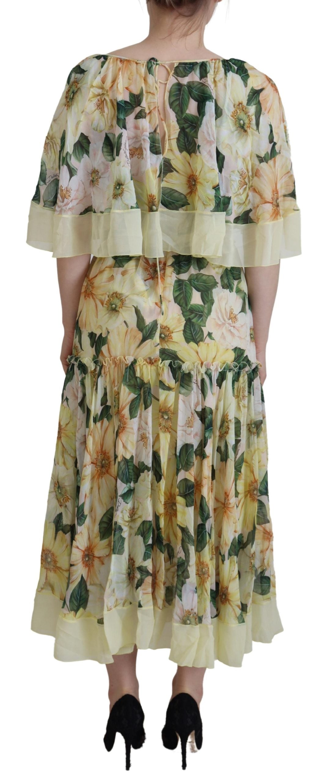 Dolce & Gabbana Floral Silk Pleated Maxi Dress IT40 | S