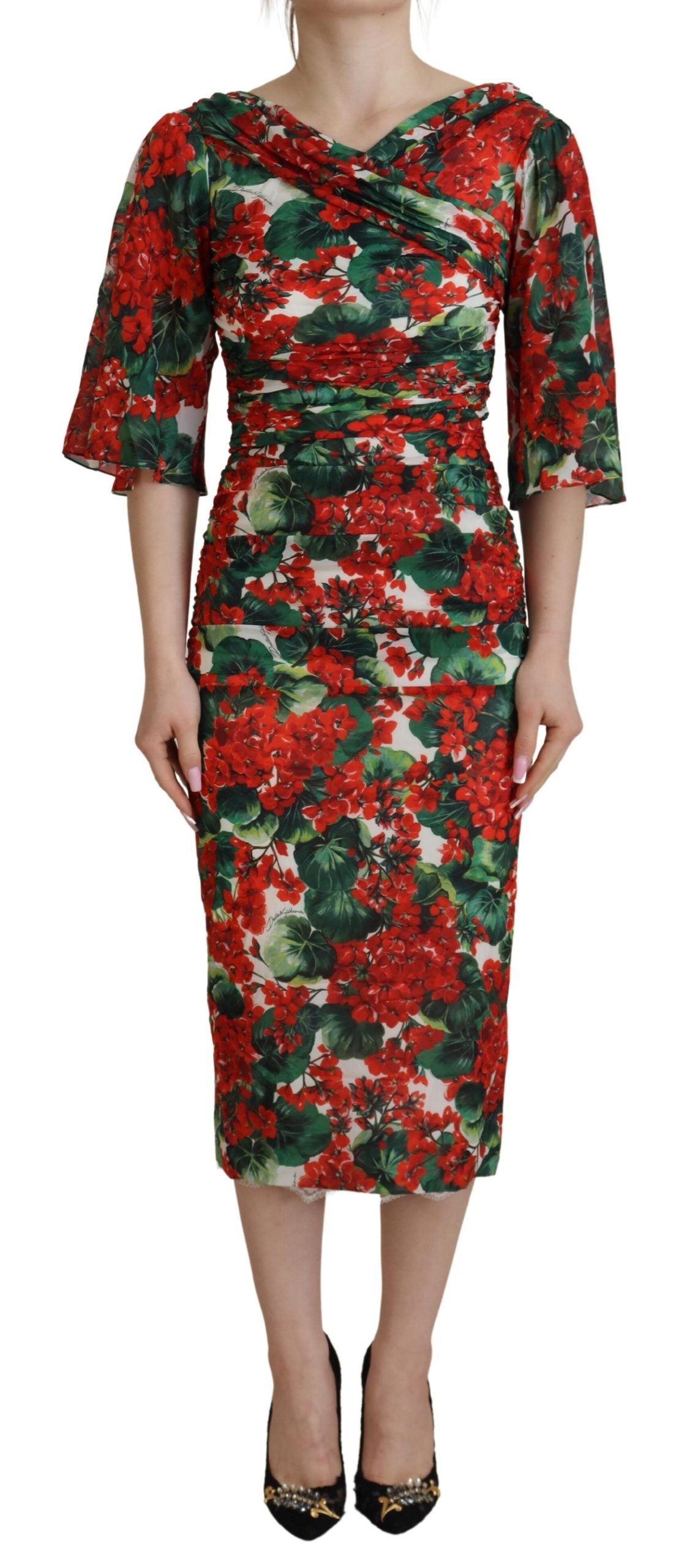 Dolce & Gabbana Enchanting Floral Print Sheath Dress IT38 / XS