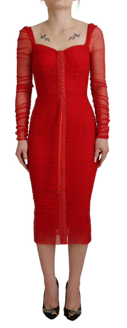 Dolce & Gabbana Elegant Red Bodycon Sheath Dress IT36 / XXS