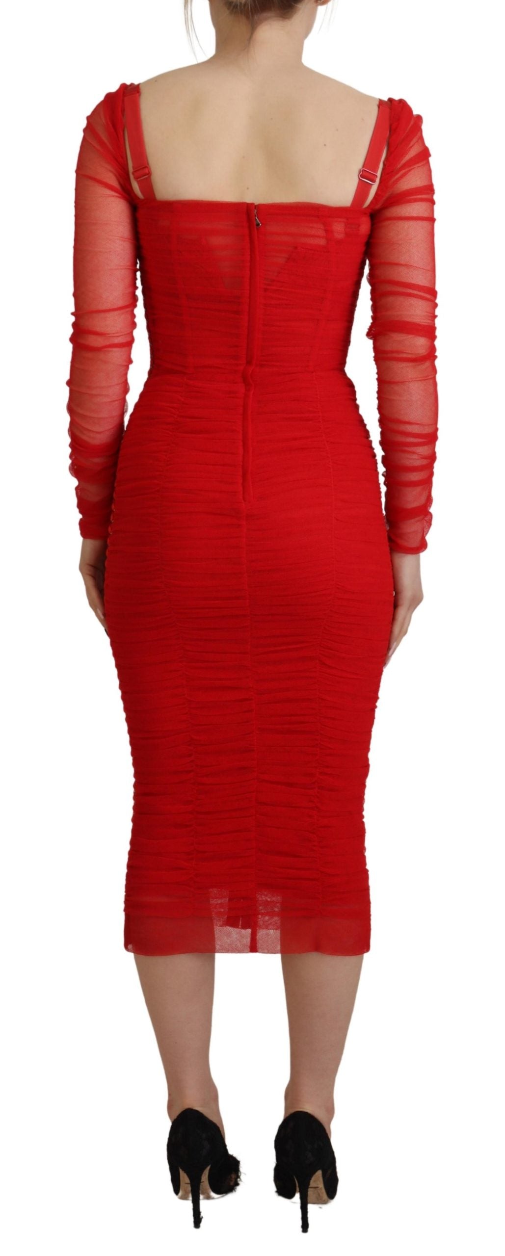 Dolce & Gabbana Elegant Red Bodycon Sheath Dress IT36 / XXS